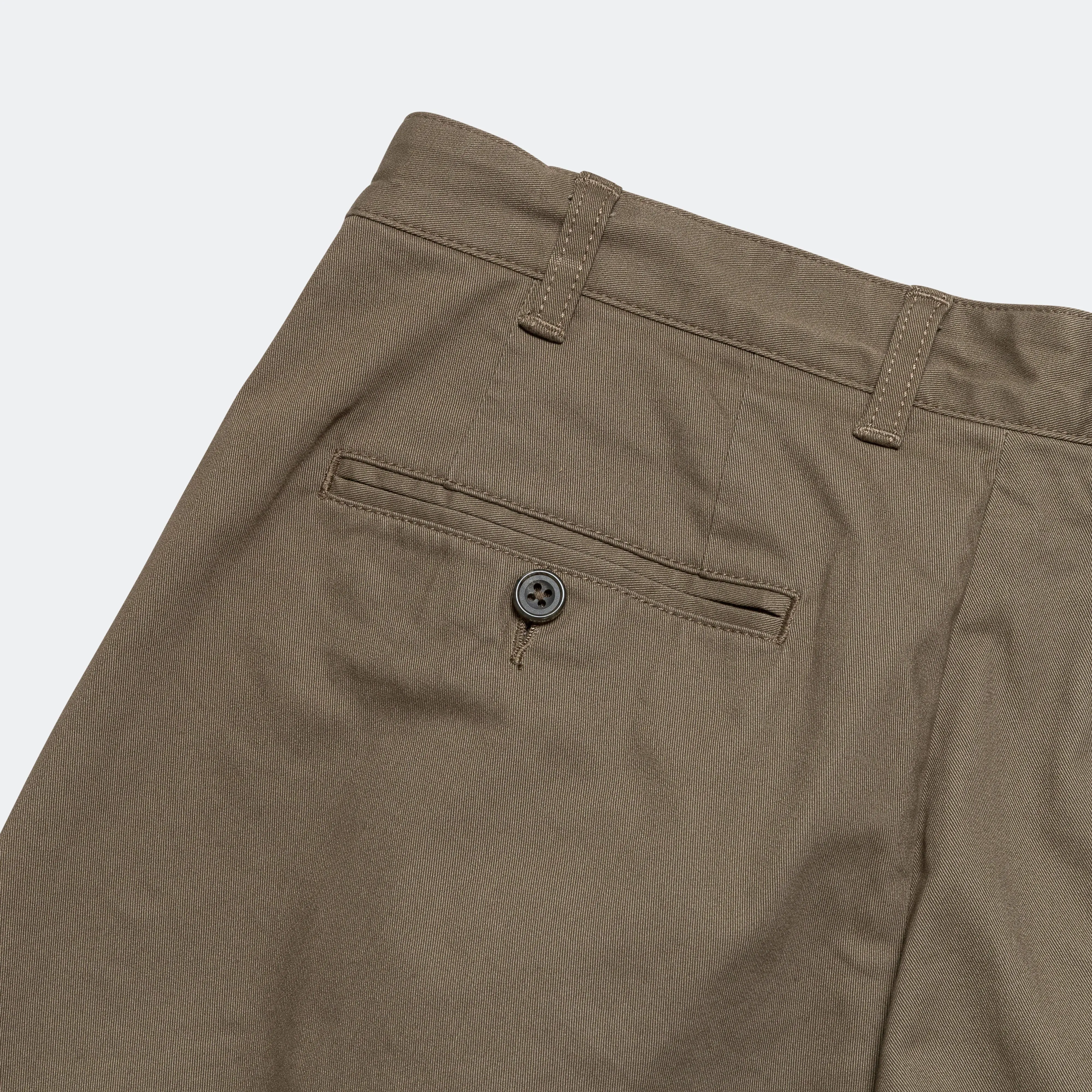 2 Pleat Twill Pants - Olive