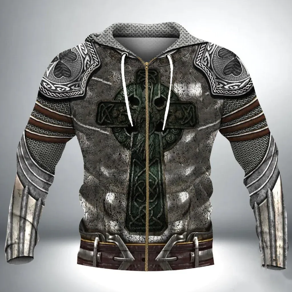 3D All Over Print Celtic Cross Irish Armor Knight Warrior Shirt, Gift for Irish Man in St Patrick's Day