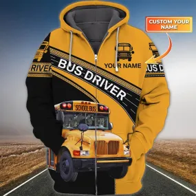 3D All Over Print School Bus Driver Hoodie, It Takes Heart To Be A Bus Driver Custom Zip Up Hoodie