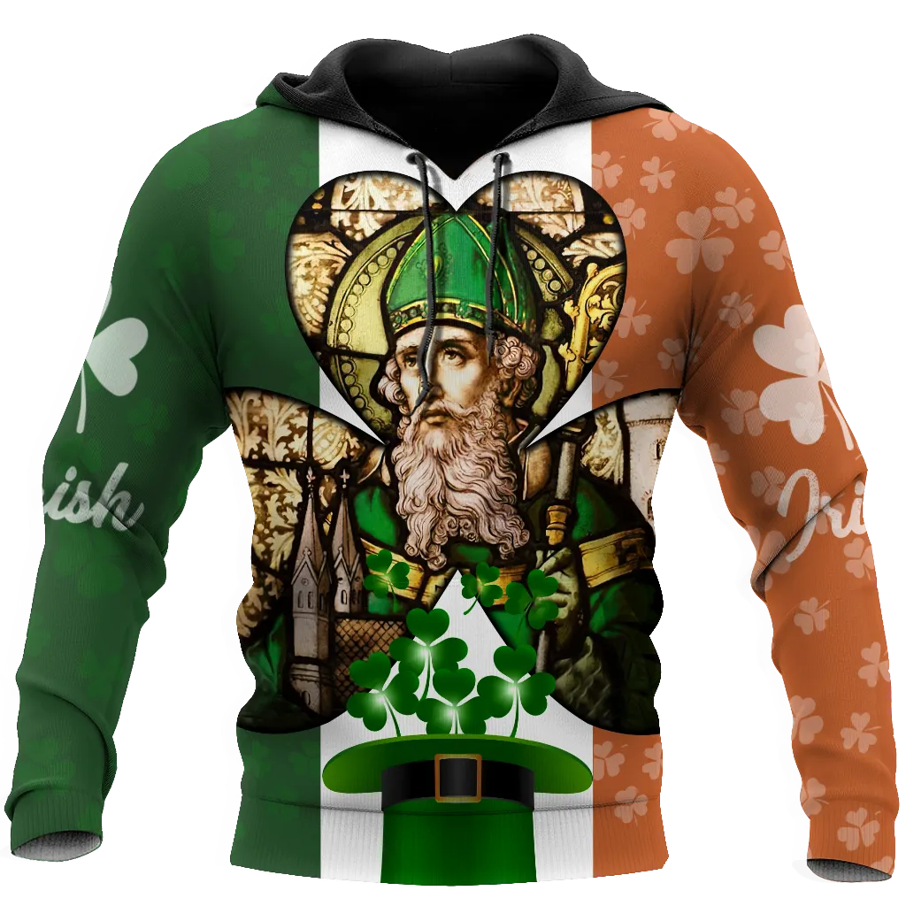 3D All Over Print St. Patrick's Day Shirt, Iceland Flag Pattern Shirt, Hat Shamrock Irish Shirt, Lucky Shirt, Patrick's Day Shirt