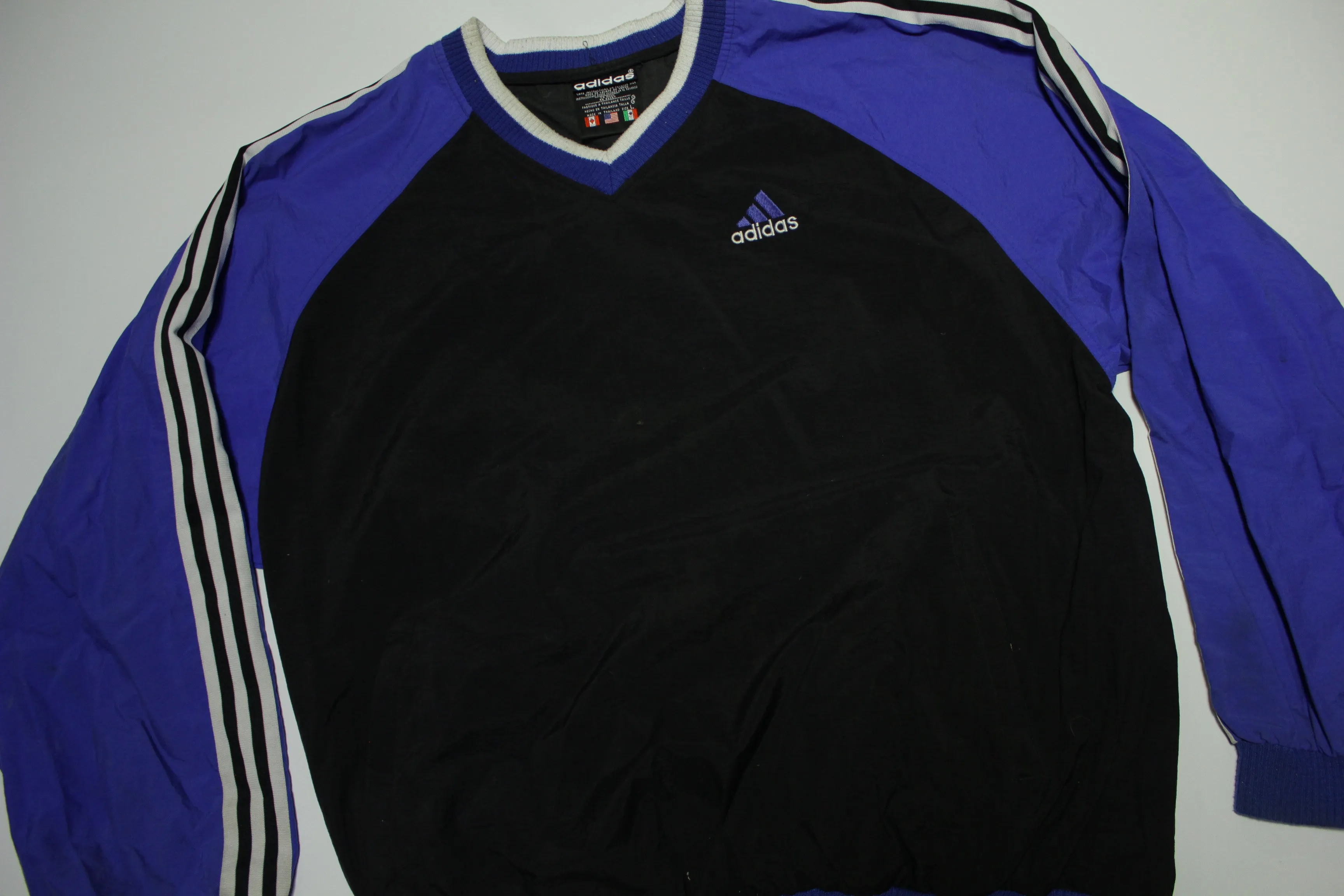 Adidas Vintage 90's Three Striped Pullover Windbreaker Track Jacket