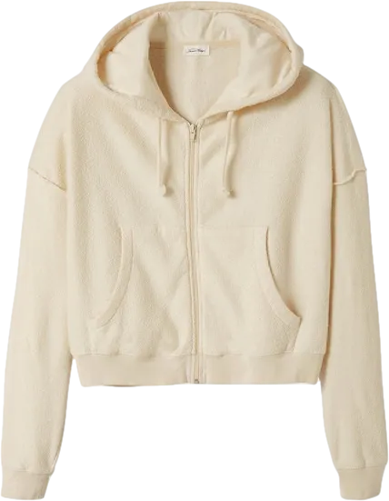 American Vintage Cream 100% Organic Cotton Terry Zip Hoodie UK 10