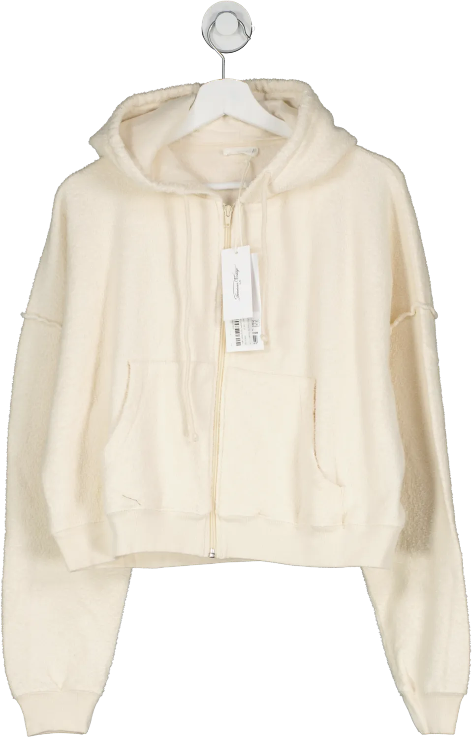 American Vintage Cream 100% Organic Cotton Terry Zip Hoodie UK 10