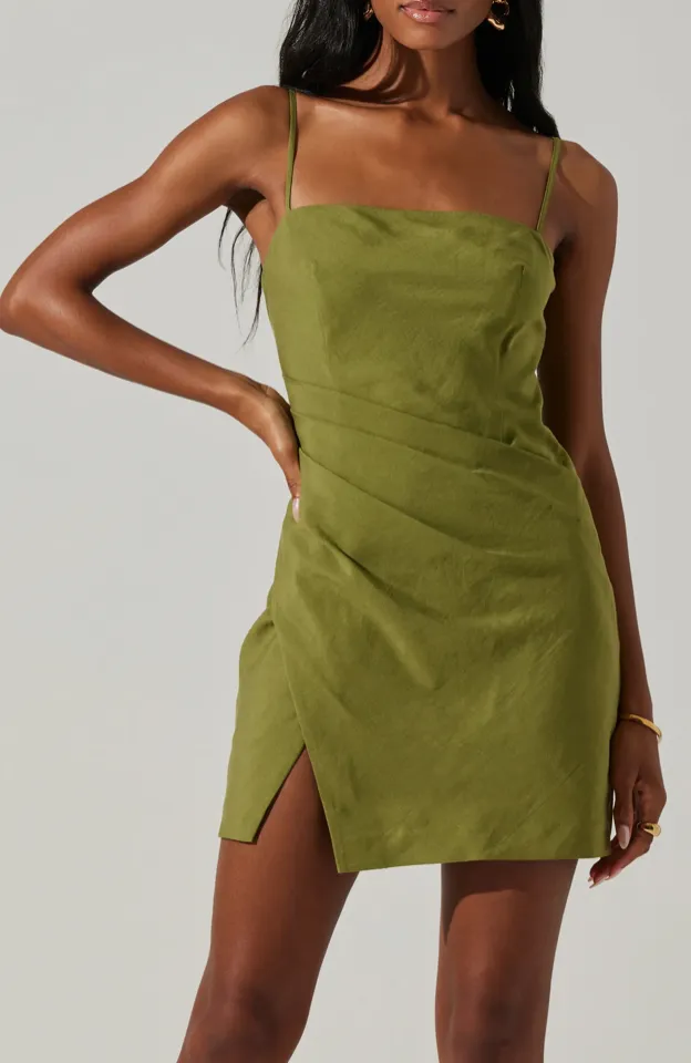 ASTR THE LABEL Isadora Pleated Minidress GREEN