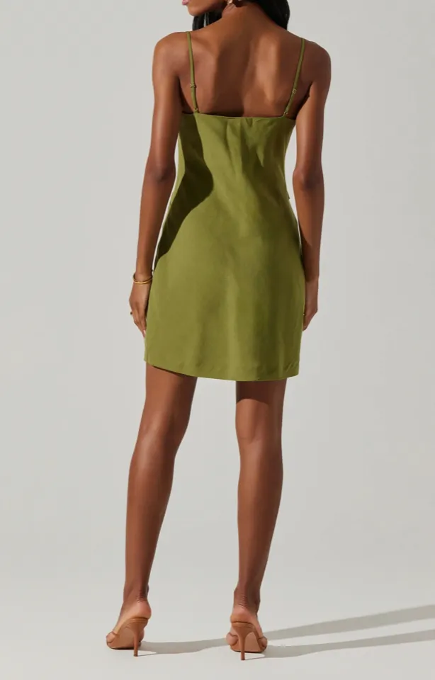 ASTR THE LABEL Isadora Pleated Minidress GREEN