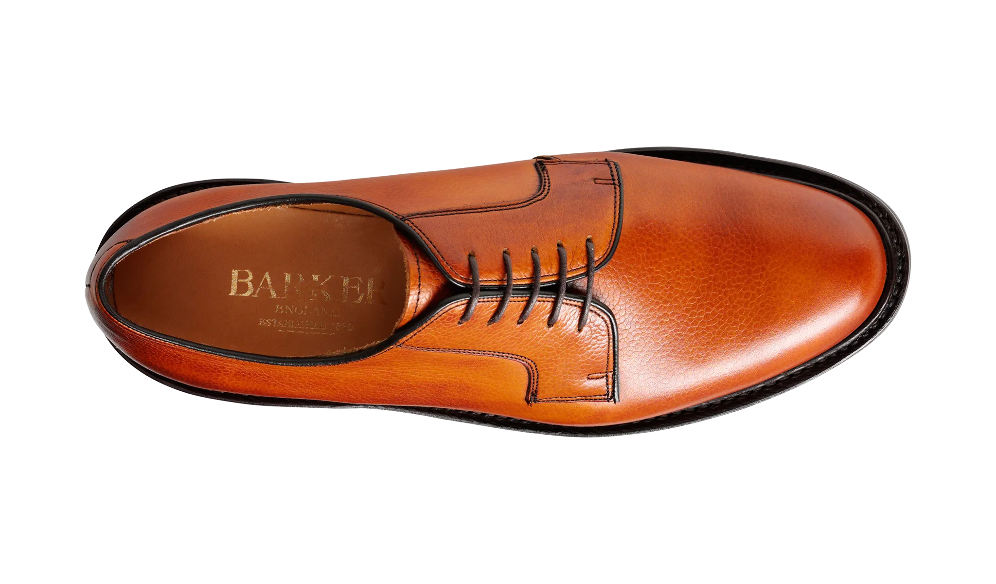 Barker Nairn Derby Grain Leather Shoe-  Cedar Grain