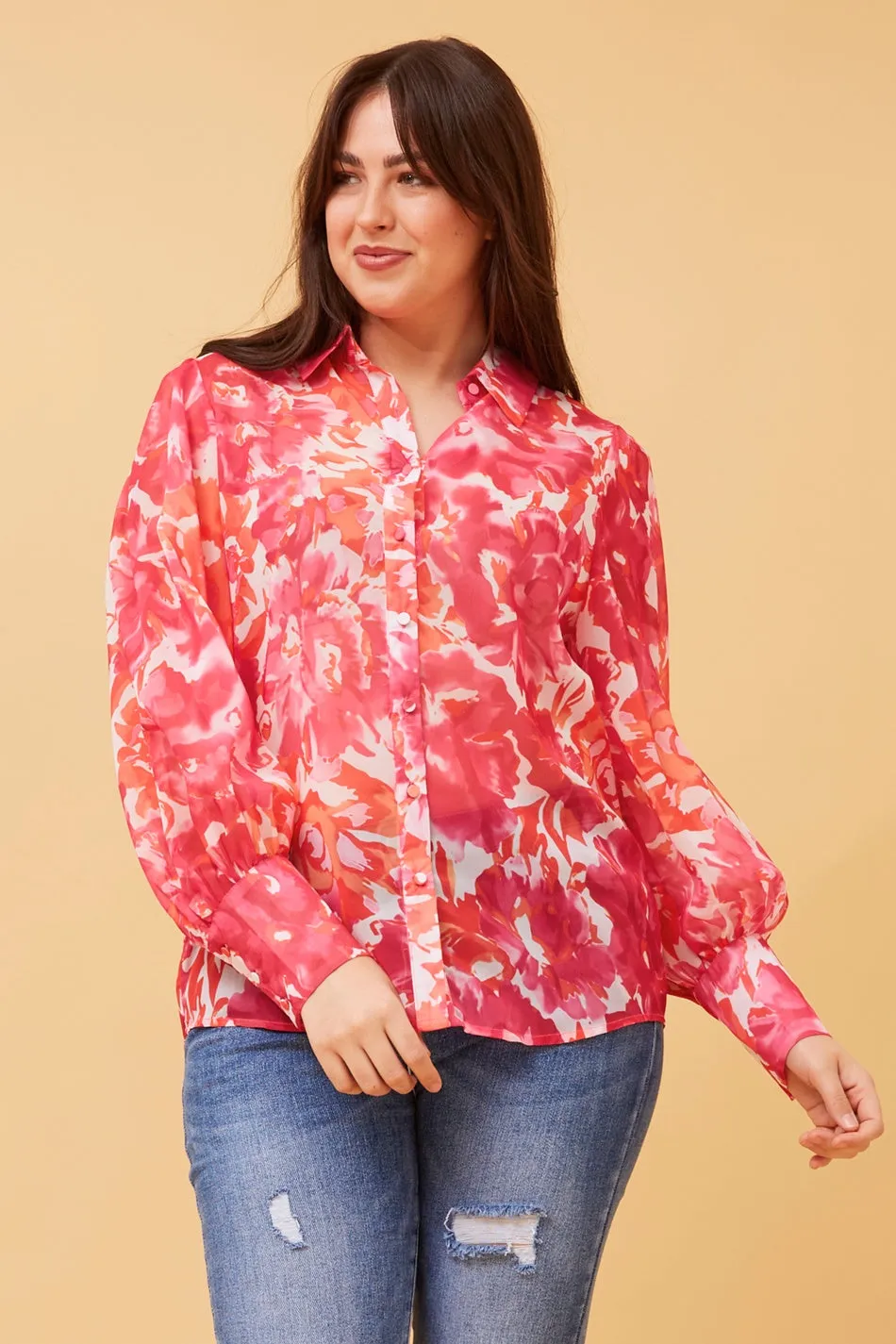 BELLE ABSTRACT PRINT SHIRT