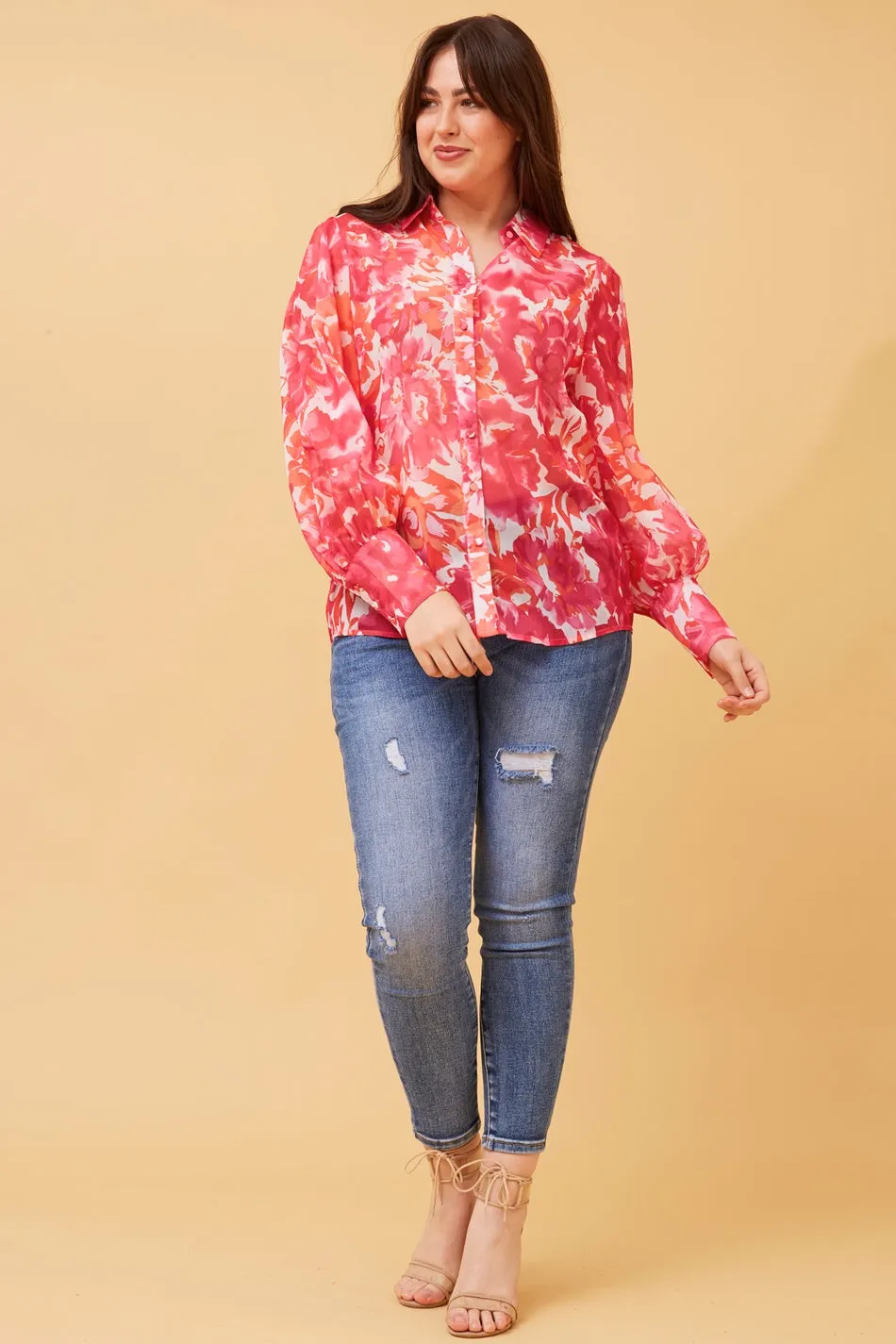 BELLE ABSTRACT PRINT SHIRT