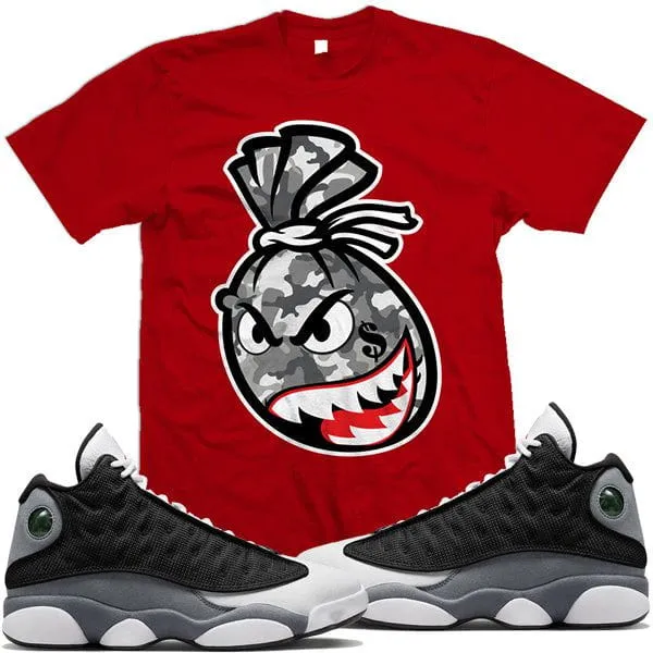 Black Flint 13s Shirt to Match : Jordan Retro 13 Black Flint Sneaker Tees : CAMO MONEY