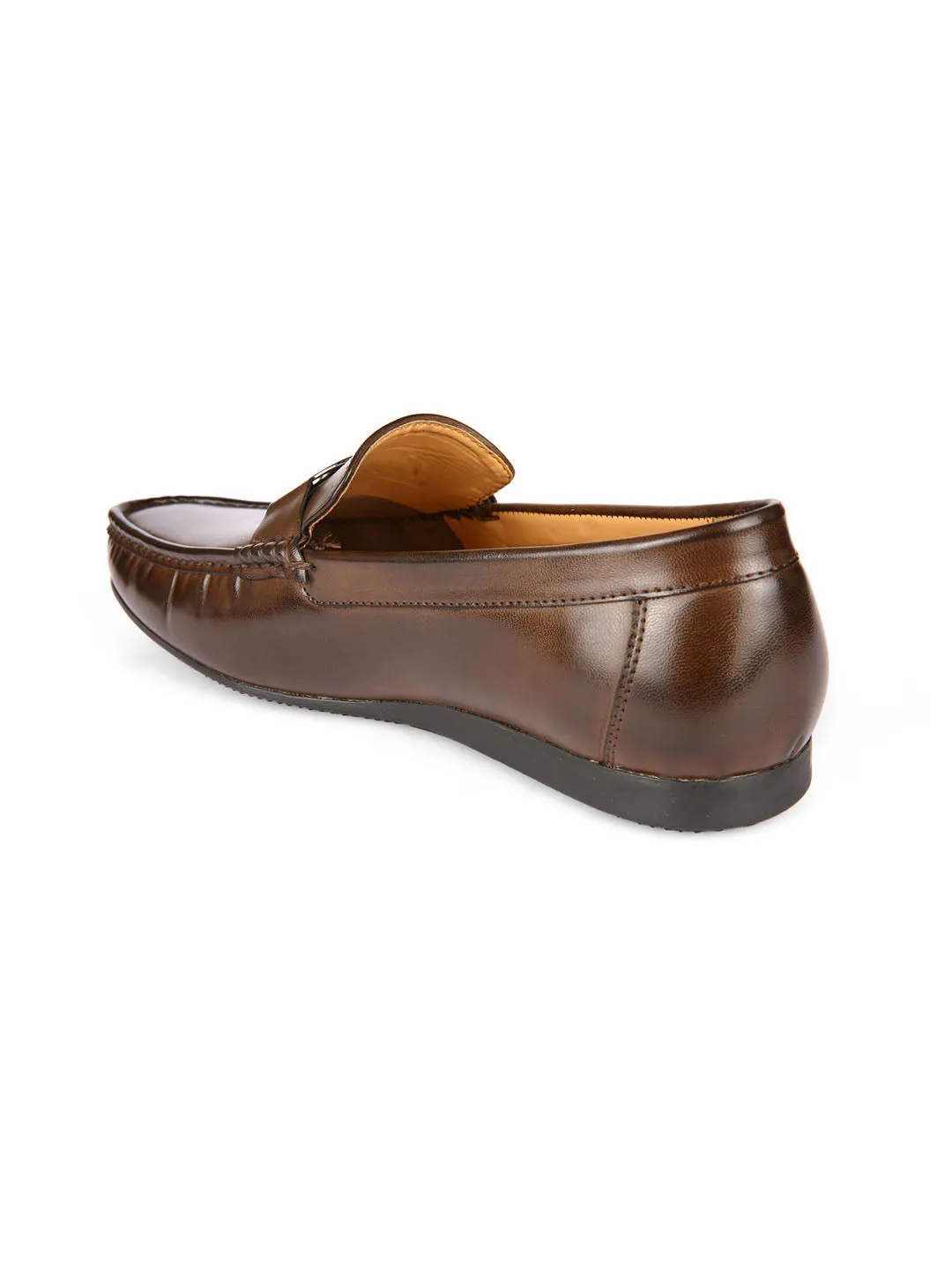 Bracket Buckled Brown Loafers