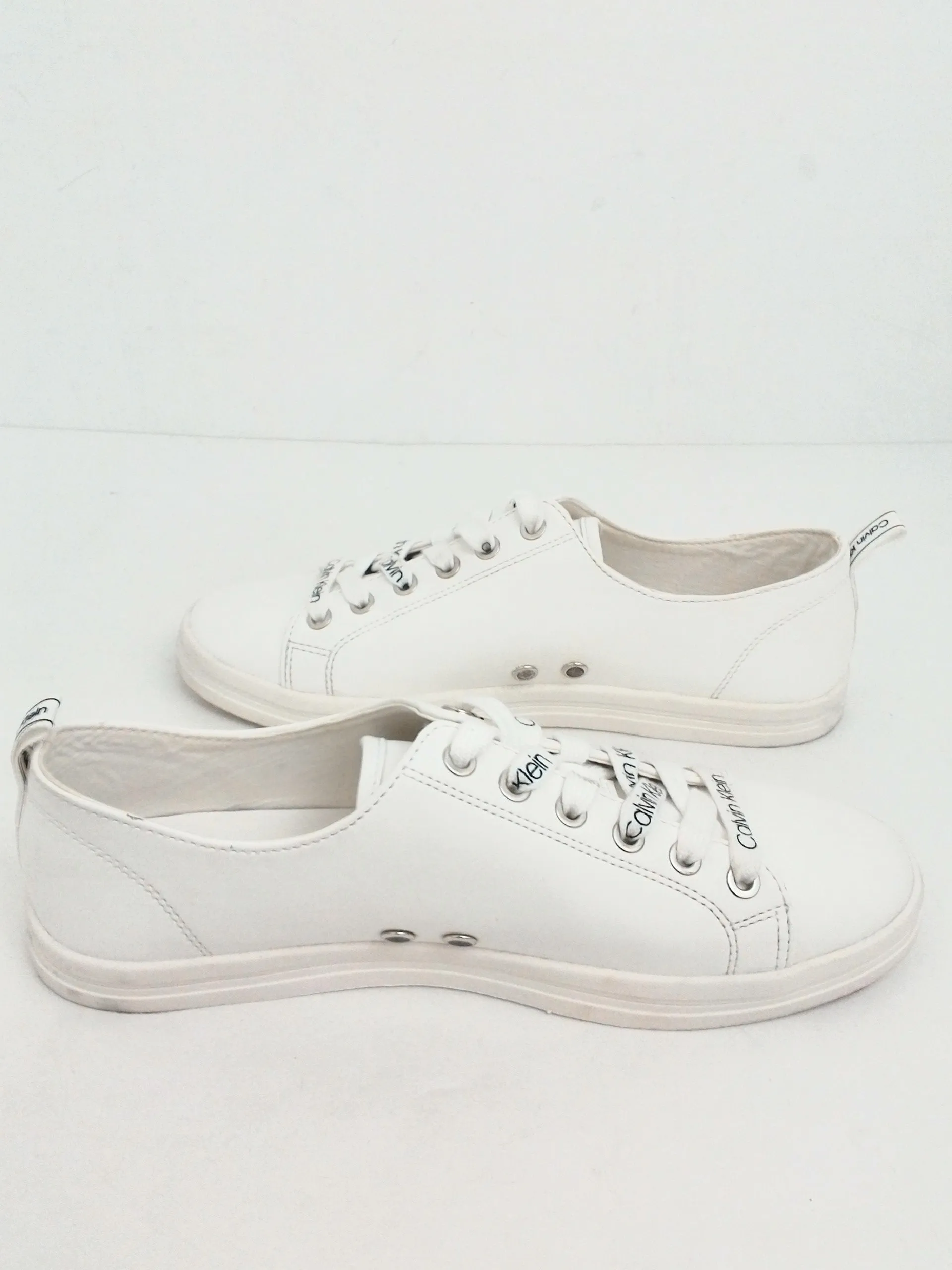 Calvin Klein Women's White Leather Sneakers Size 9.5