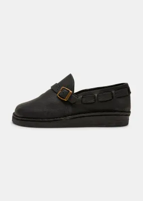 Corso Leather Buckle Monk Shoe On Crepe - Black