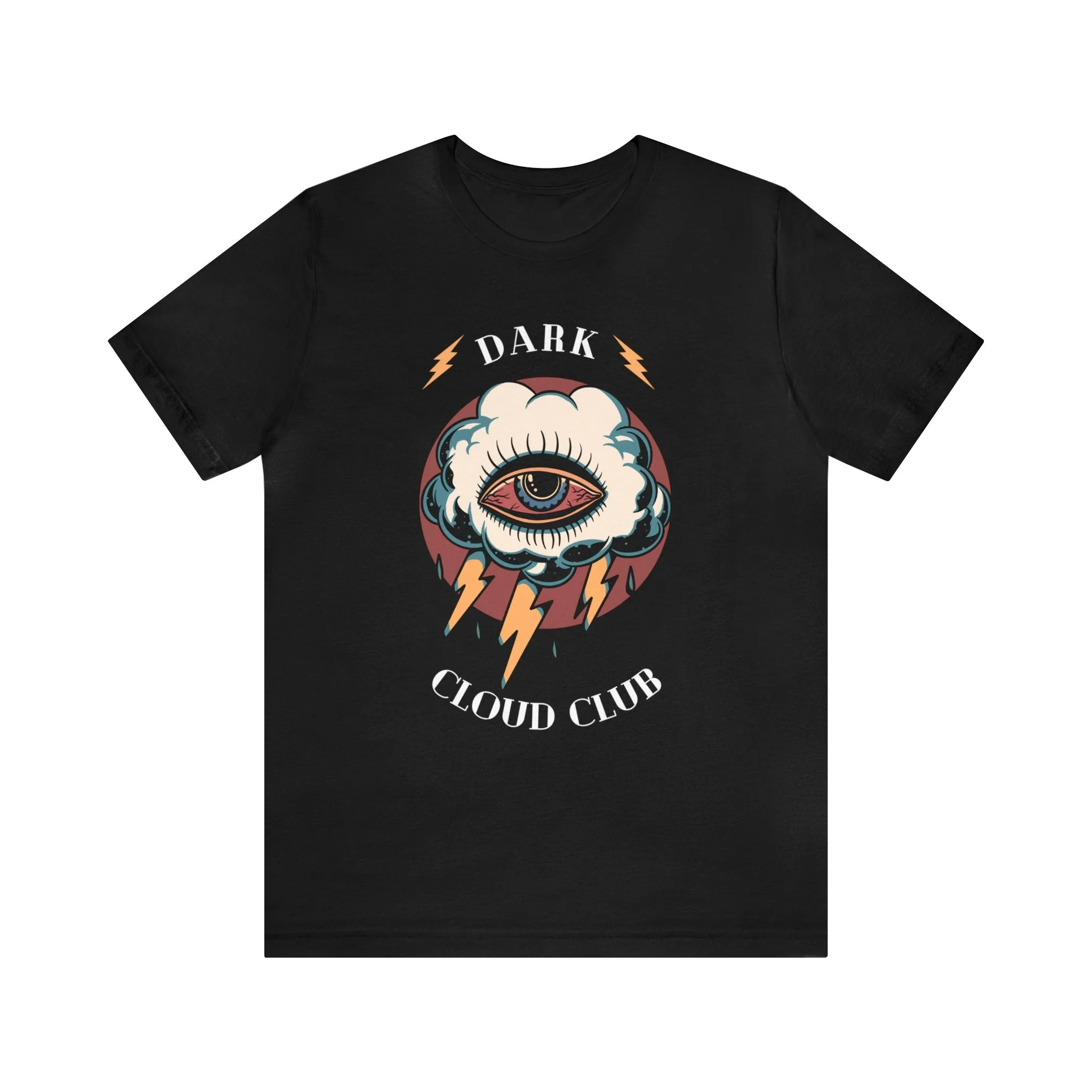 Dark Cloud Club Tattoo T-shirt / Dark Cloud Lightning Eye Unisex Vintage Traditional Tattoo Tee Shirt / Punk Rock Clothing Tshirt