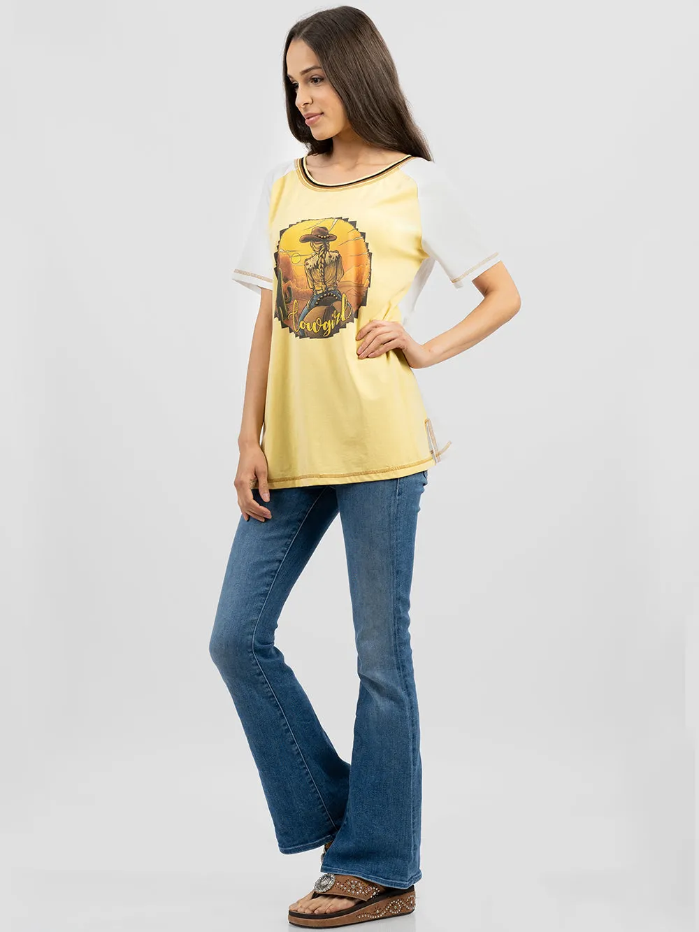 Delila Women Cowgirl Graphic Round Neck Short Sleeve Tee