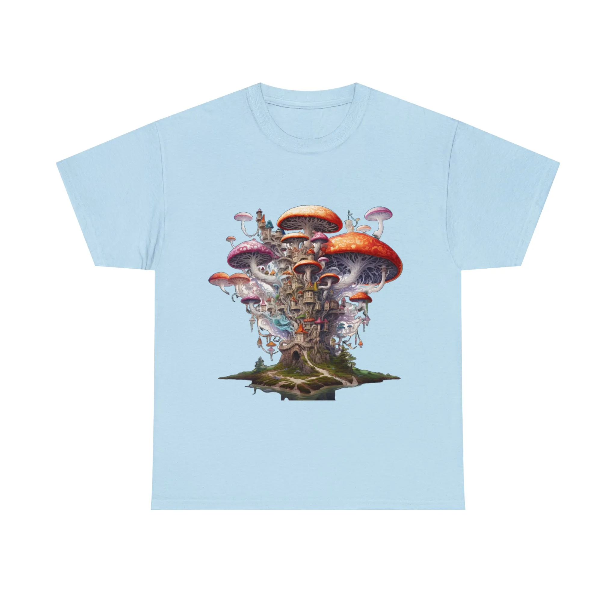 Enchanting Mushroom City Island - Heavy Cotton Tee Shirt