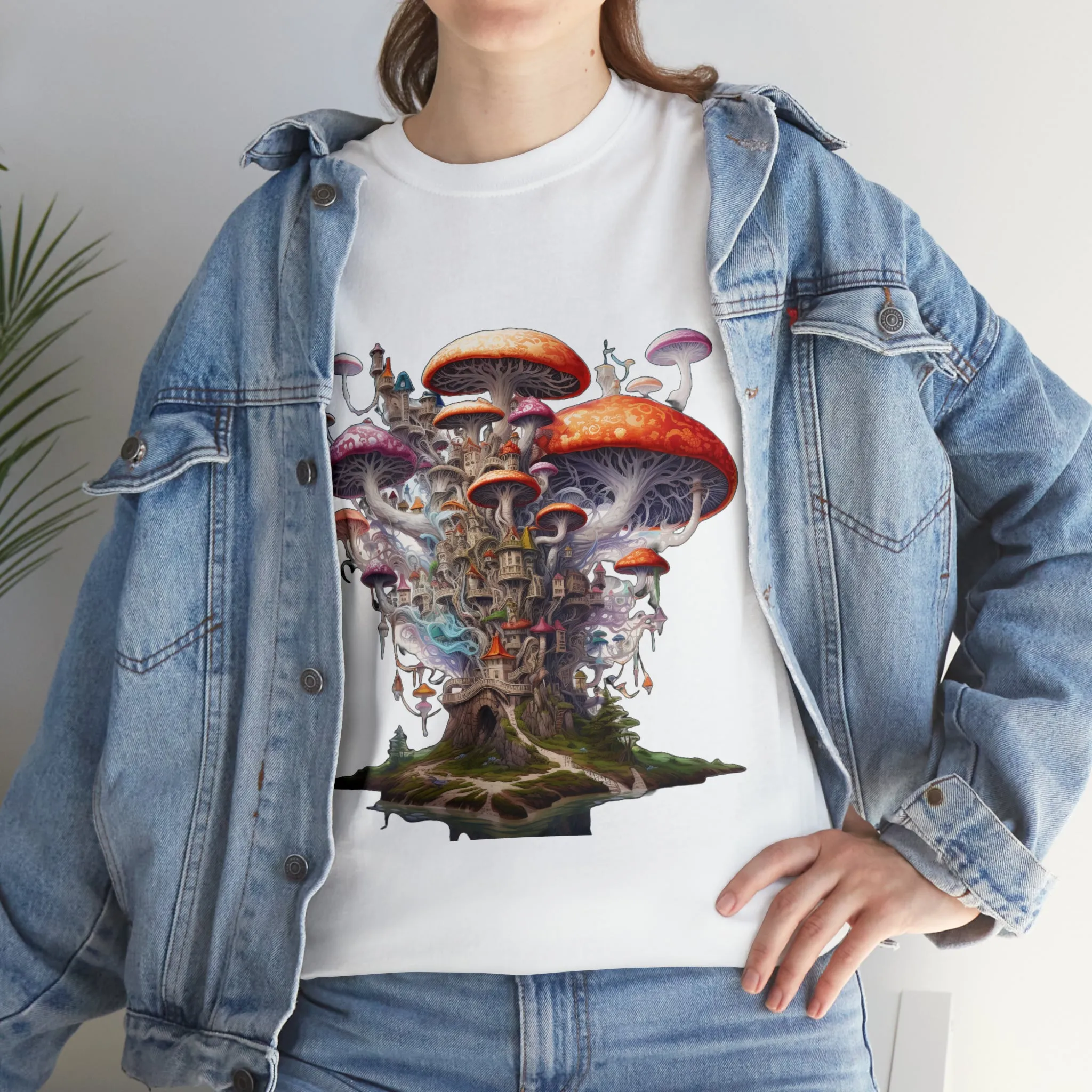 Enchanting Mushroom City Island - Heavy Cotton Tee Shirt