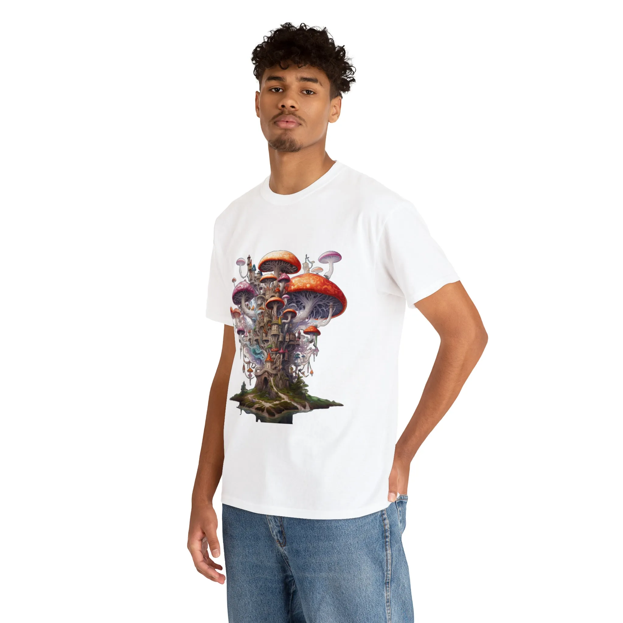 Enchanting Mushroom City Island - Heavy Cotton Tee Shirt