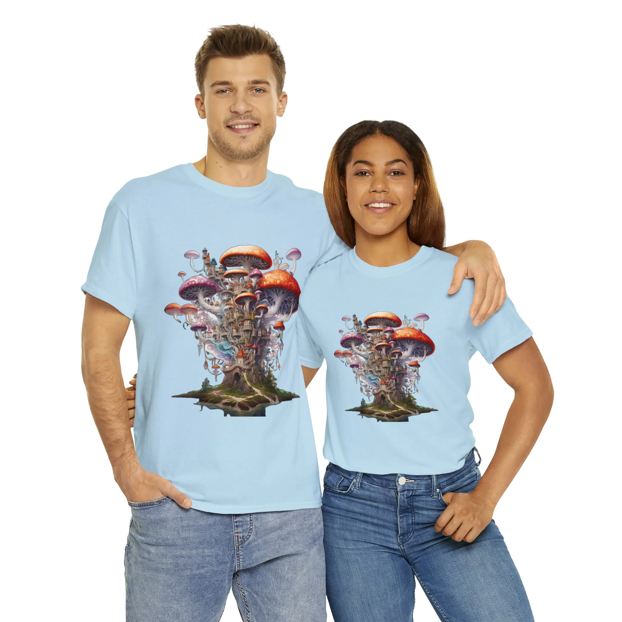 Enchanting Mushroom City Island - Heavy Cotton Tee Shirt