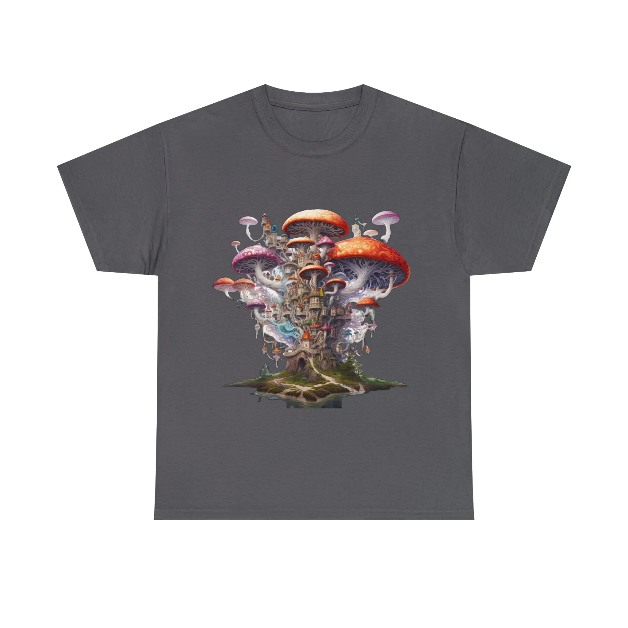 Enchanting Mushroom City Island - Heavy Cotton Tee Shirt