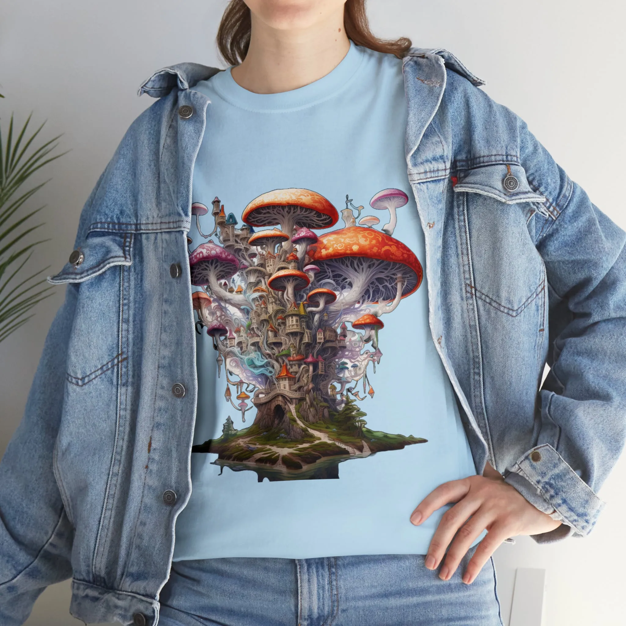 Enchanting Mushroom City Island - Heavy Cotton Tee Shirt