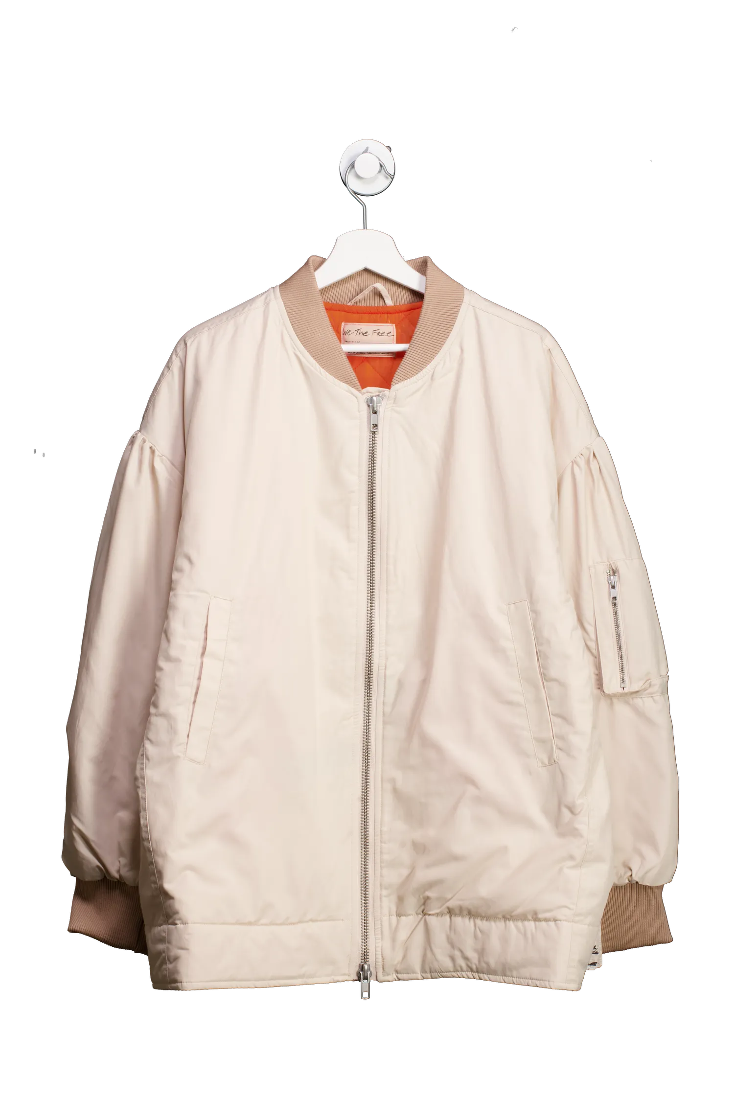 Free People Cream Ivory Becca Bomber Jacket UK M