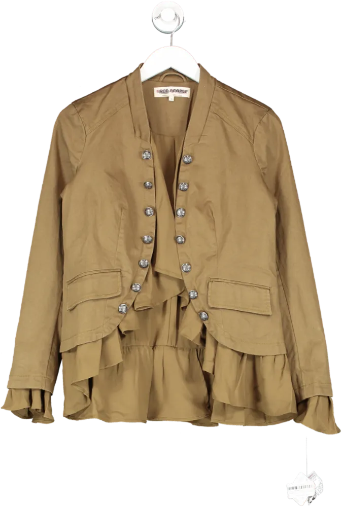 Free People Green Ruffles Romance Jacket UK XS