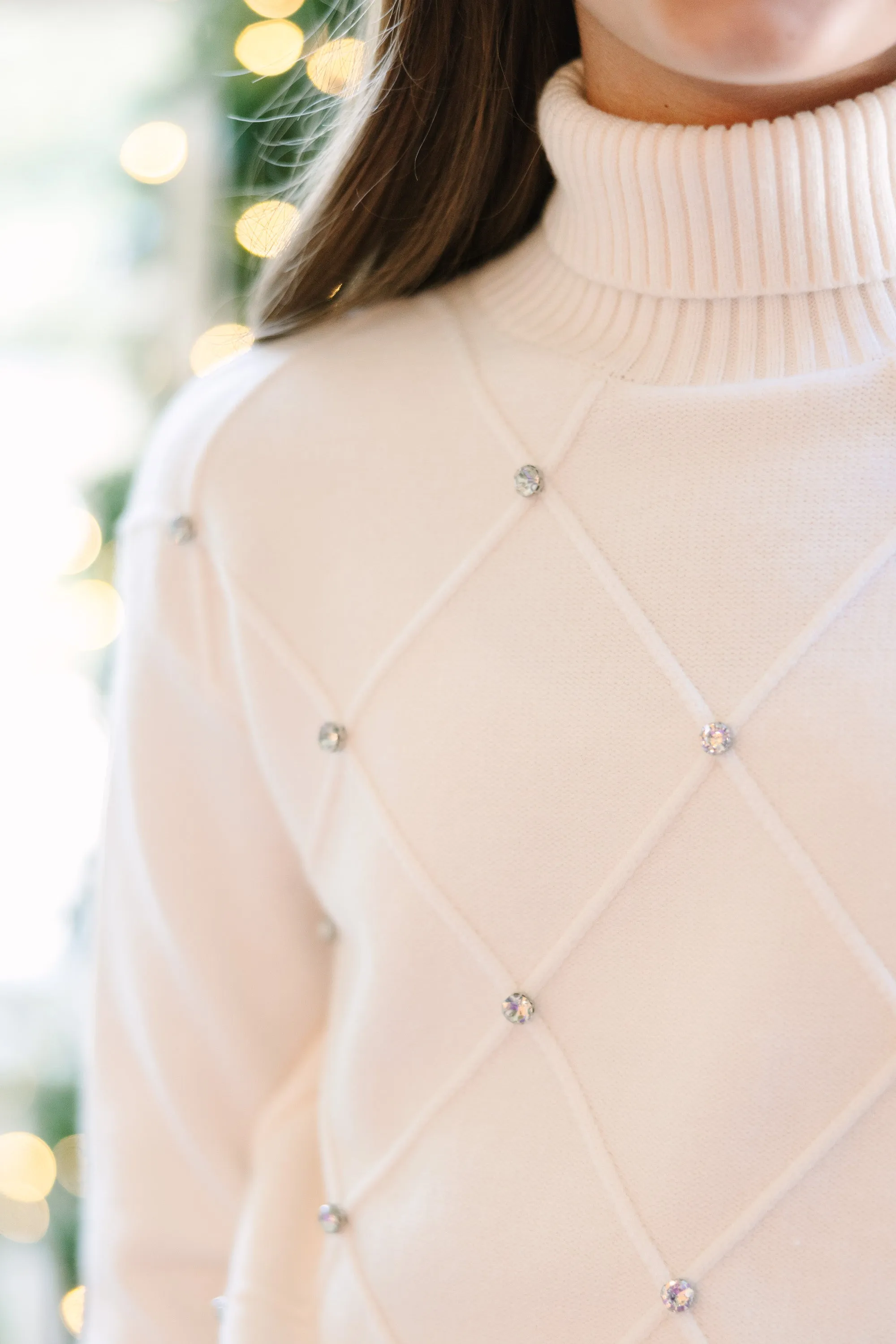 Girls: Who You Are Cream White Embellished Sweater