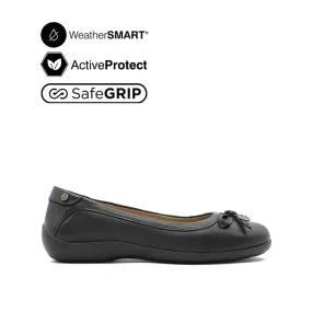 Gracie Slip On Bow Women's Shoes - Black Leather WP