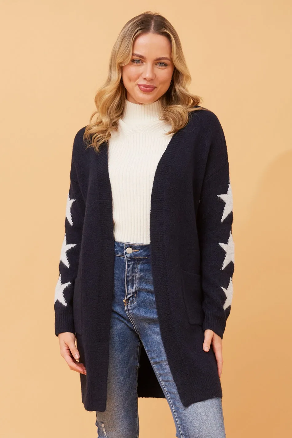 GWENDA STAR PRINT KNIT CARDIGAN