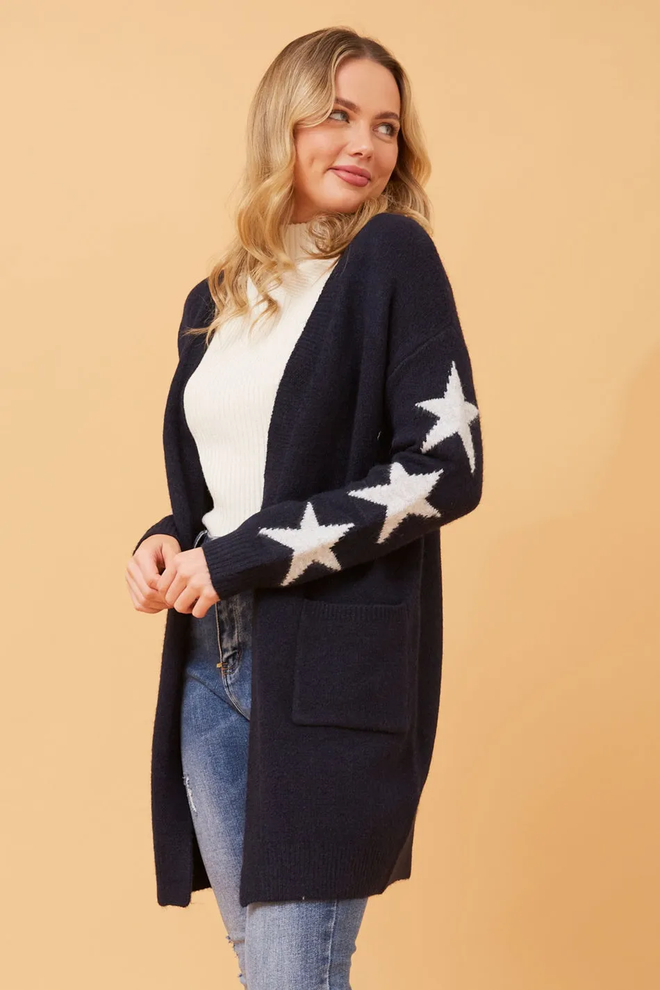 GWENDA STAR PRINT KNIT CARDIGAN