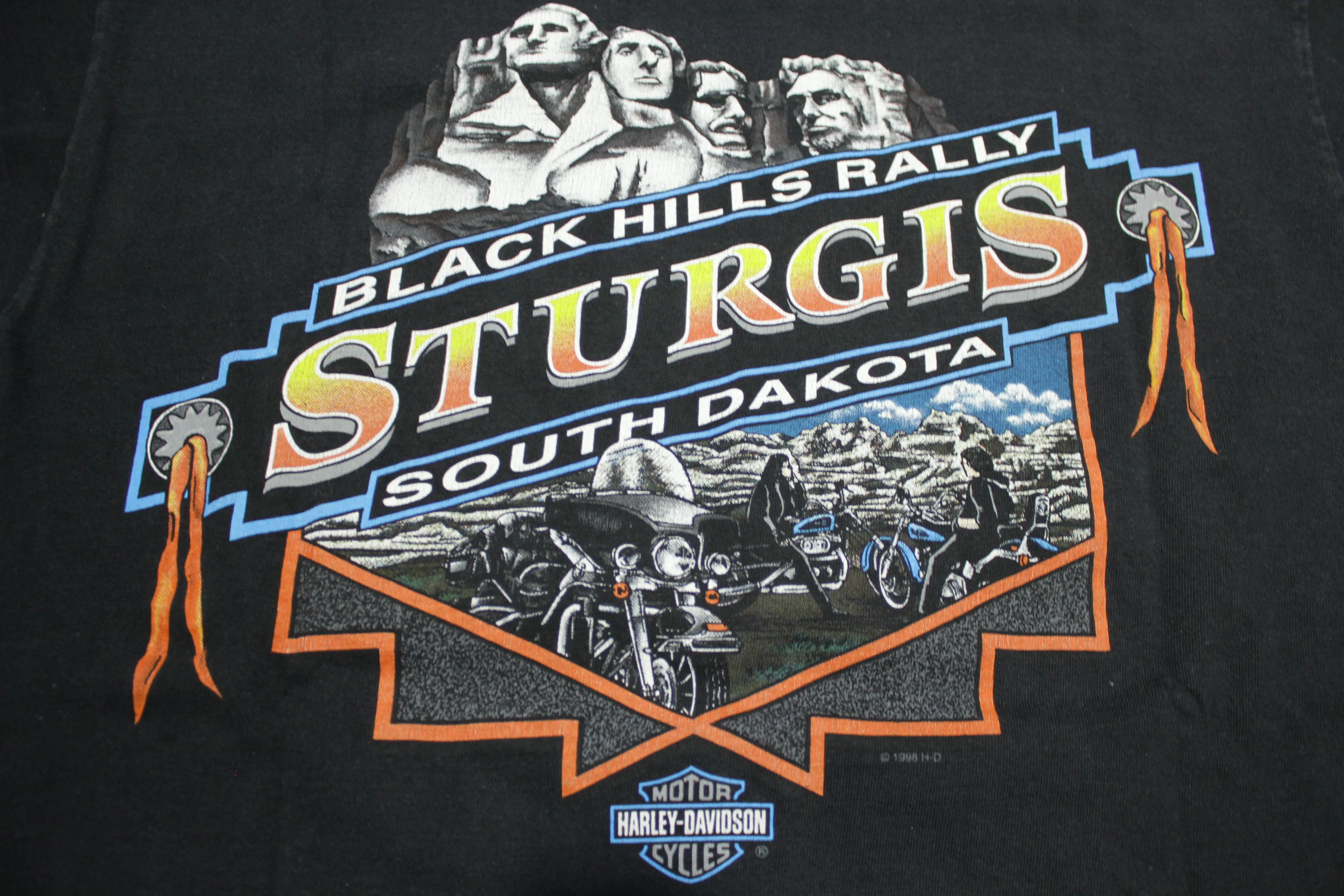 Harley Davidson Sturgis Vintage 1998 Black Hills 58th Rally Motorcycle T-Shirt