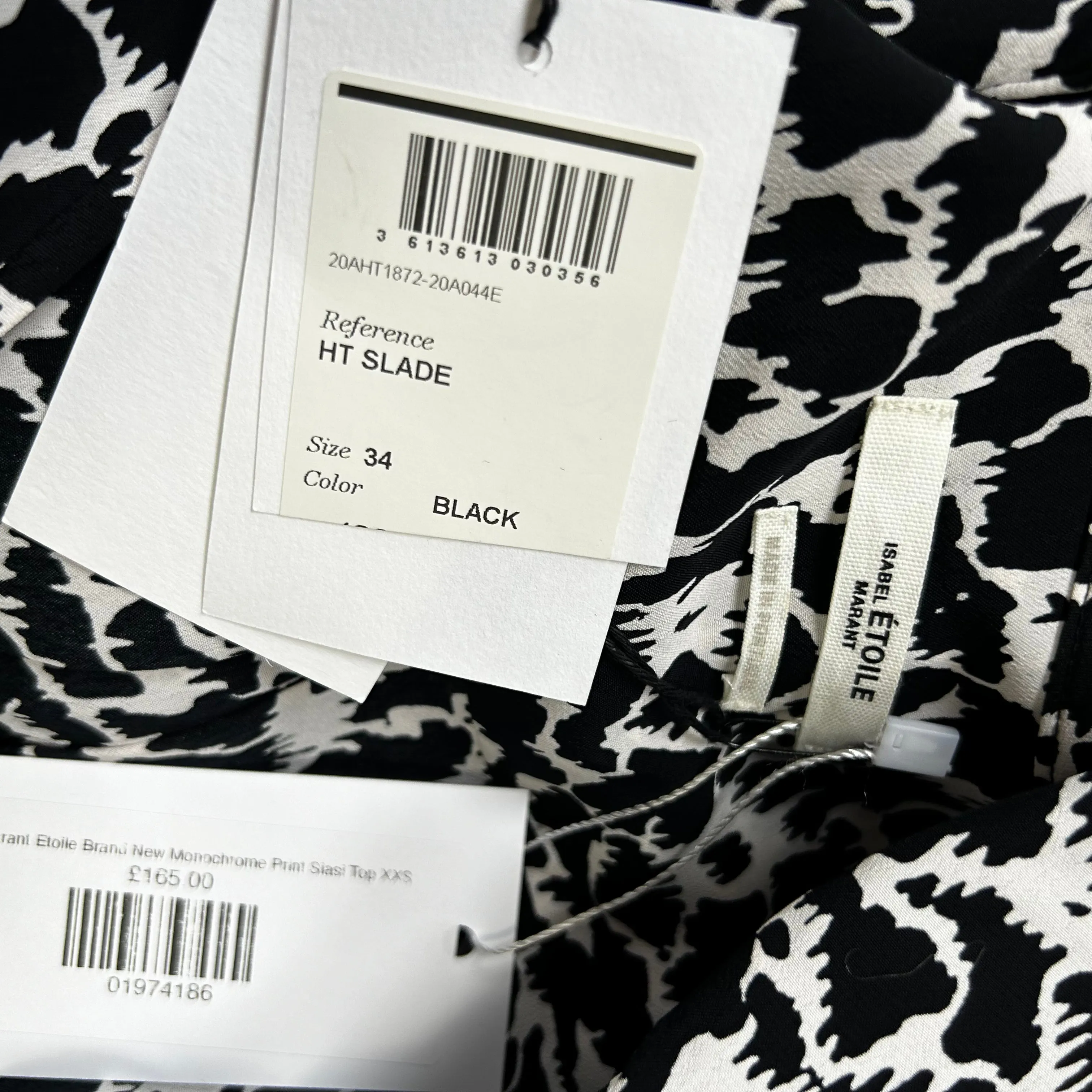 Isabel Marant Etoile Brand New Monochrome Print Siasi Top XXS