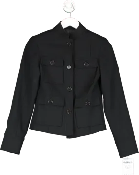 Karen Millen Black Compact Stretch Military Jacket UK 6