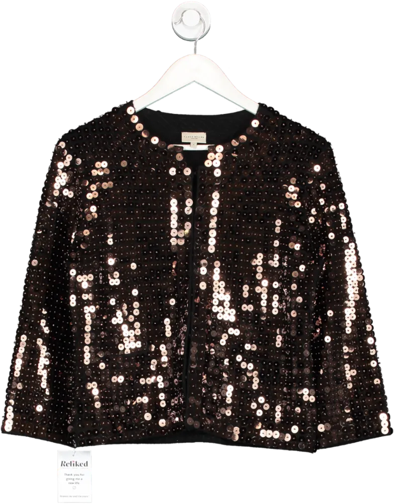 Karen Millen Brown Sequin Cropped Jacket UK 8