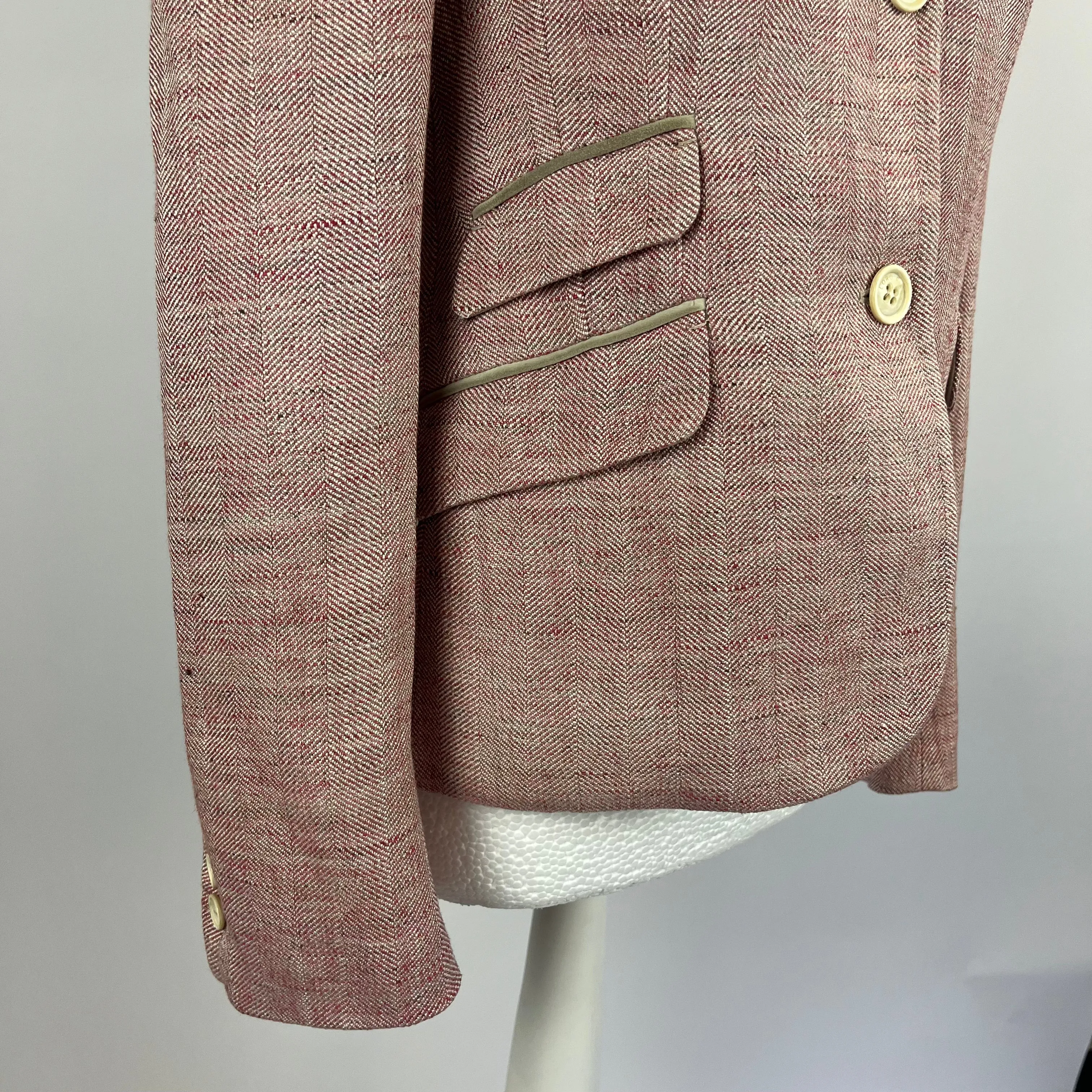 Loro Piana Pink Herringbone Linen &  Silk Jacket S