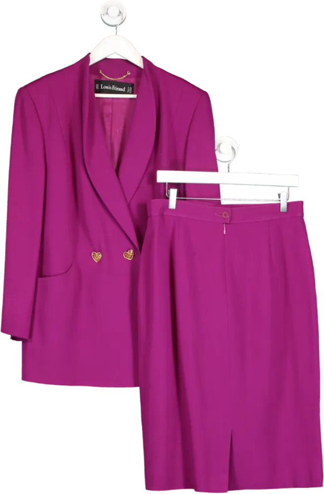 Louis Feraud 2-piece Purple Heart Button Detail Blazer & skirt suit UK 16