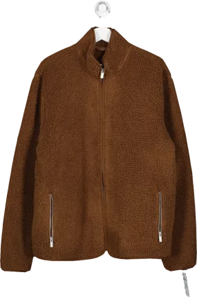 M&S Brown Recycled Fleece Funnel Neck Zip Up Jacket UK L