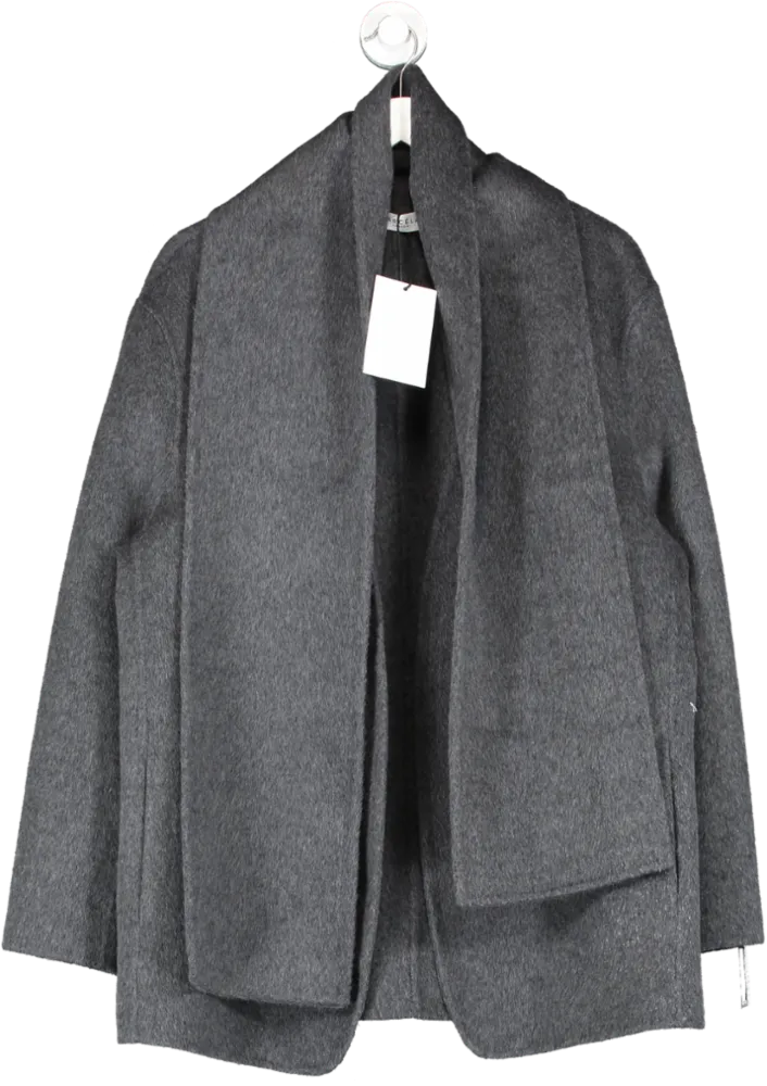 Marcela London Grey Tol Wool Jacket With Scarf UK S/M