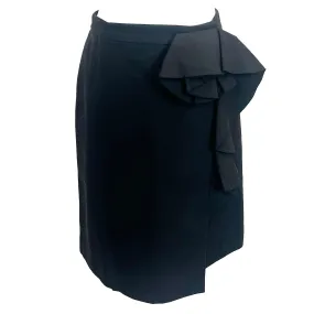 Marni Black Cotton Frill Detail Wrap Midi Skirt S/M