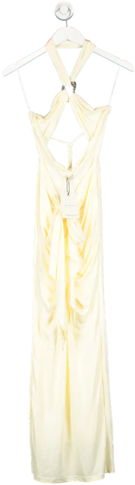 Mars the Label Cream The Pleated Halter Maxi Dress UK 6