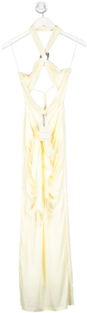 Mars the Label Cream The Pleated Halter Maxi Dress UK 6