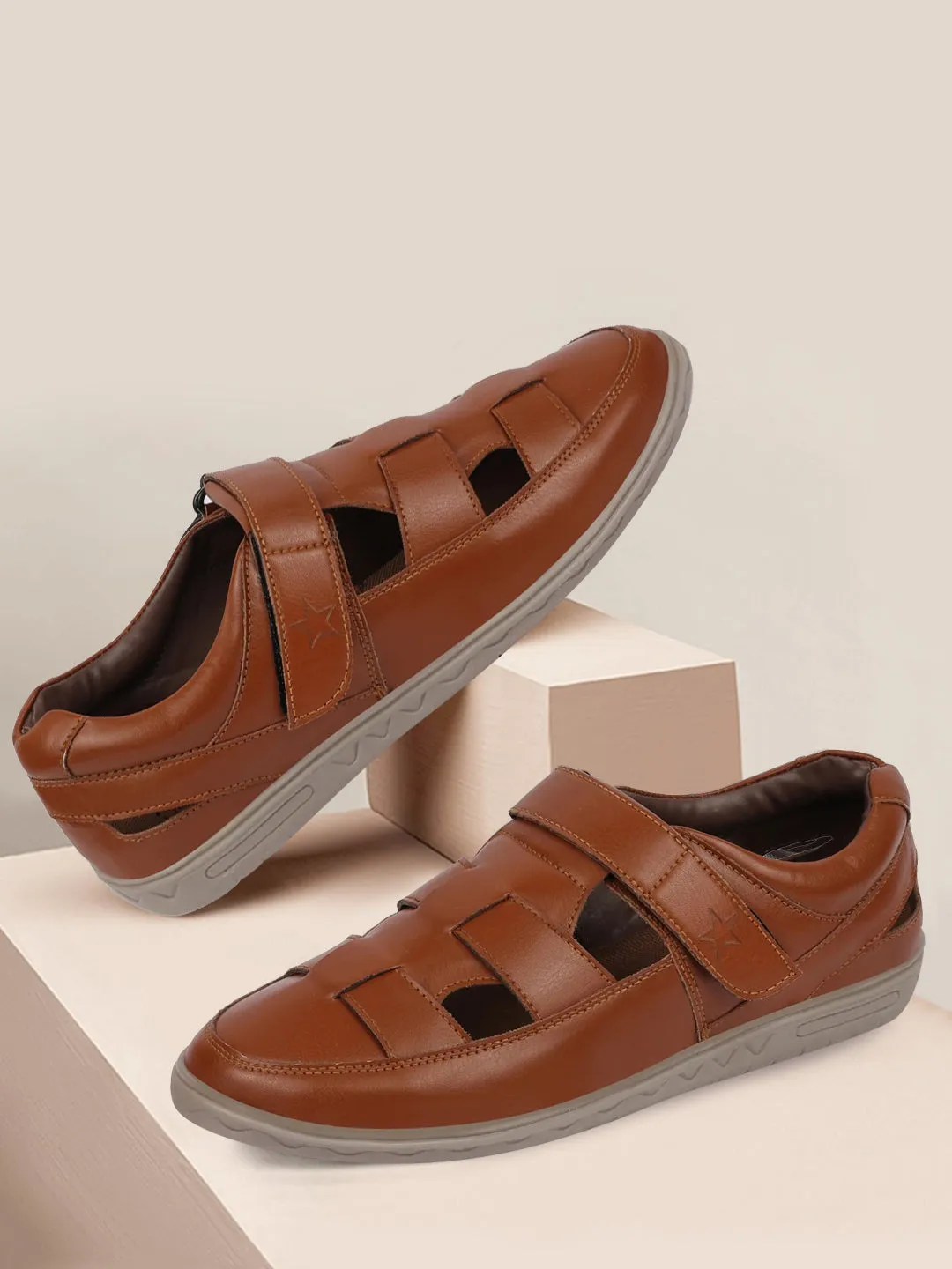 Men Tan Shoe Style Sandals