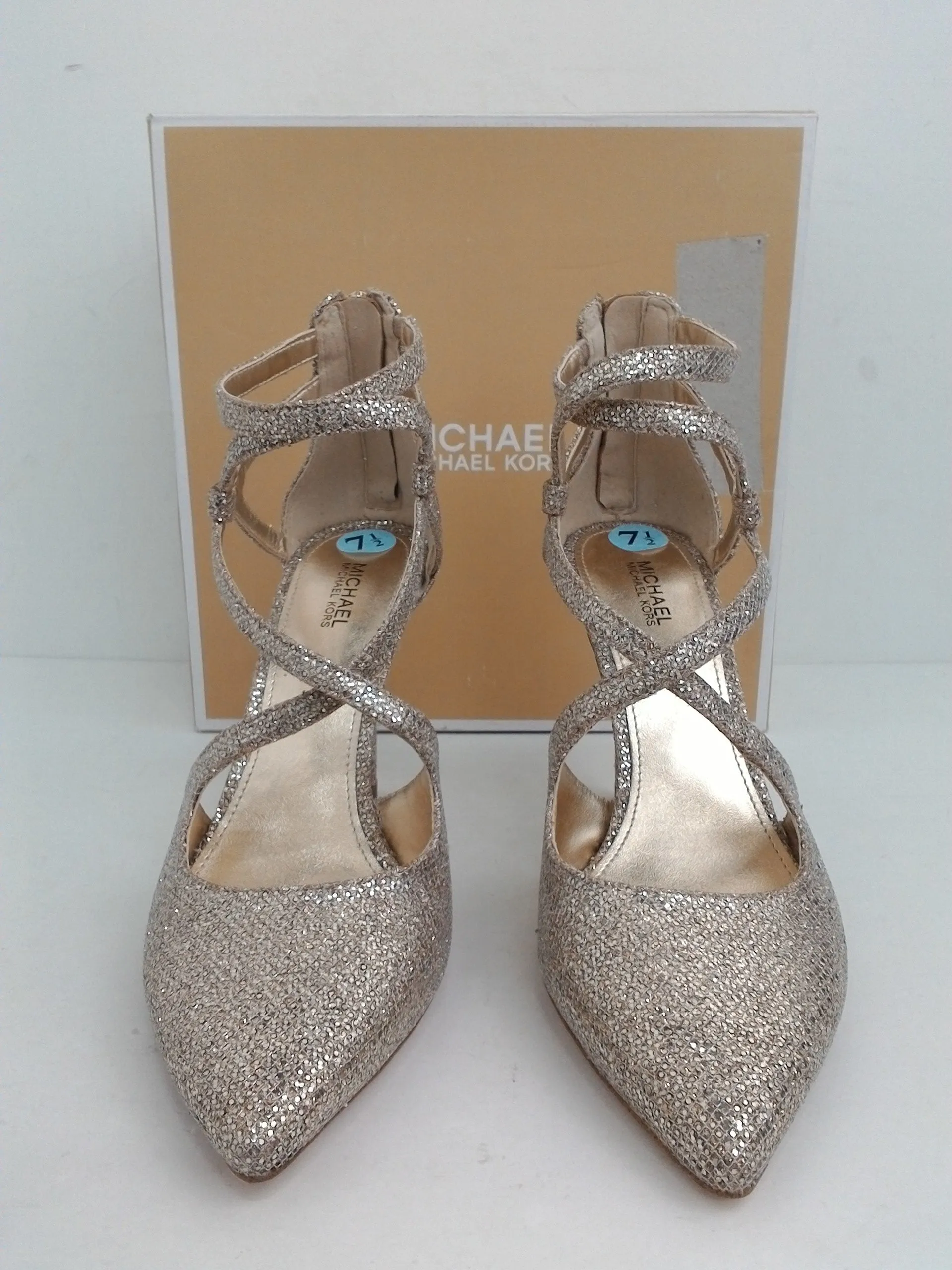 Michael Kors Women's Catia Pump Gold Glitter Silver Sand Size 7.5 M