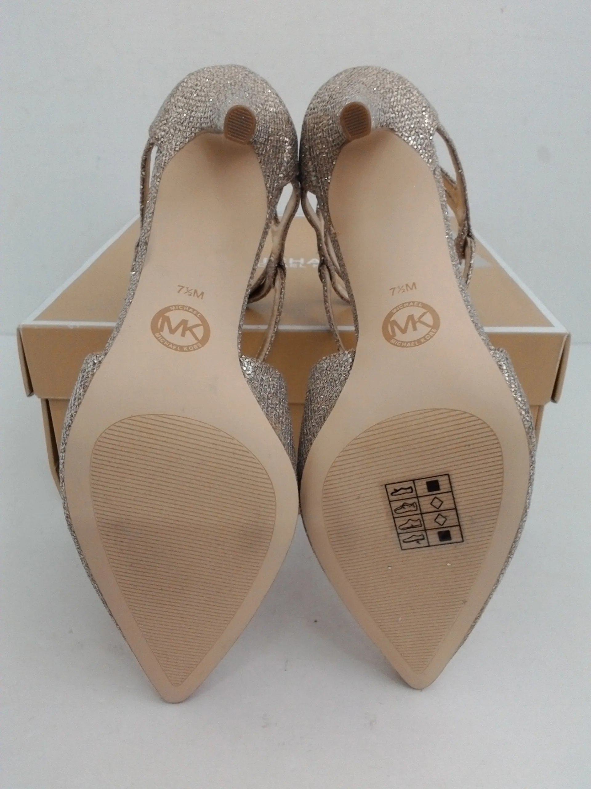 Michael Kors Women's Catia Pump Gold Glitter Silver Sand Size 7.5 M