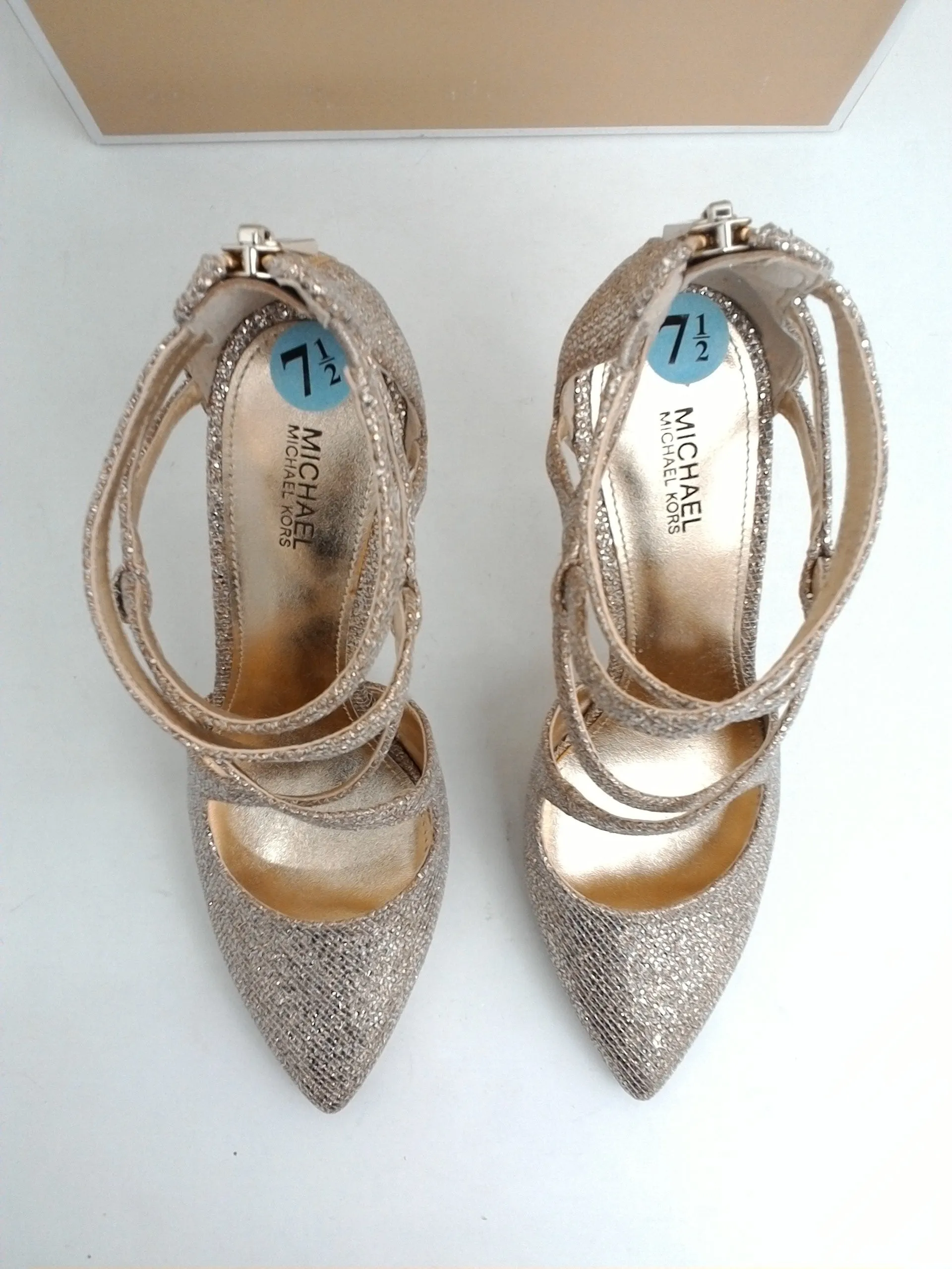 Michael Kors Women's Catia Pump Gold Glitter Silver Sand Size 7.5 M