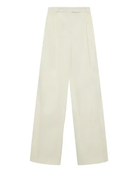 Novia Pleated Straight Leg Trouser (Eggshell)