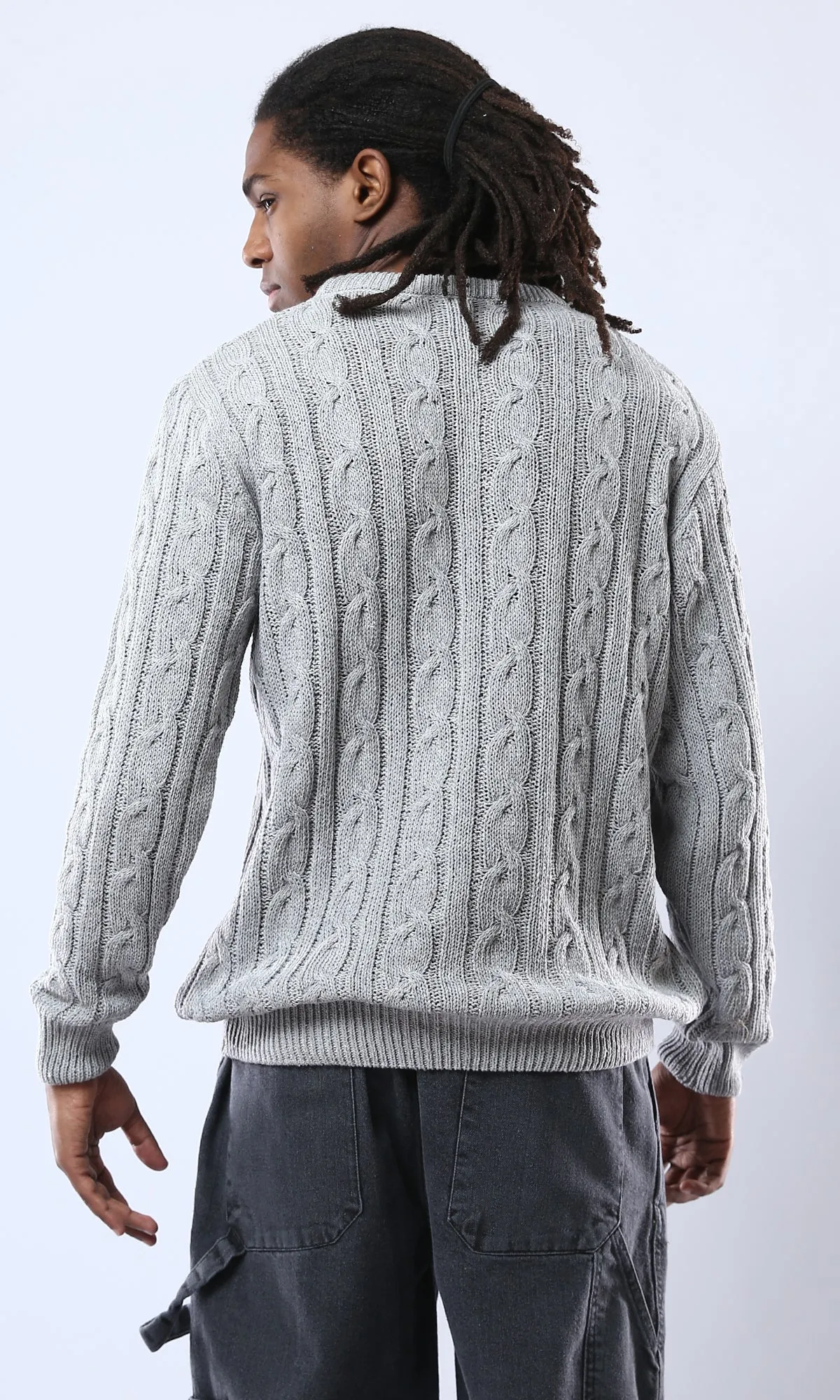 O175714 Light Grey Long Sleeves Slip On Knitted Pullover