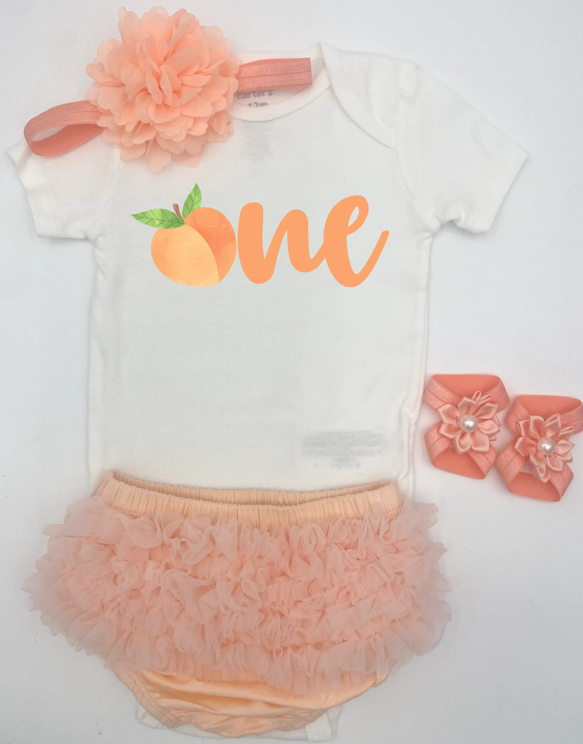 Peach One Birthday outfit.