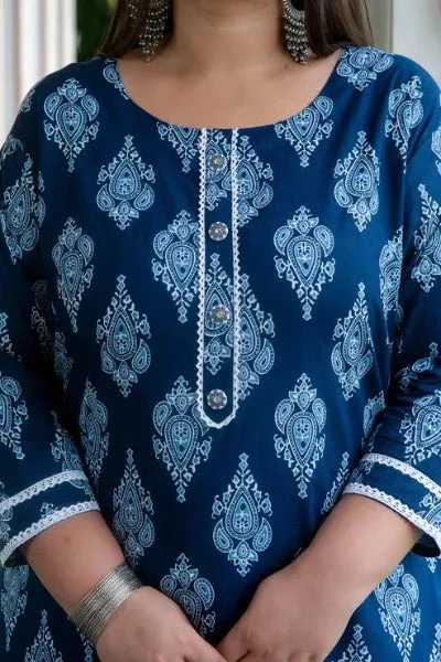 Plus size Indigo Cotton Readymade Kurti