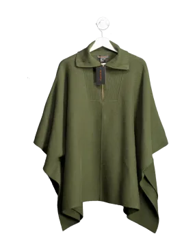 REALLY WILD CLOTHING Green Cashmere Mix Zip Neck Cape One Size